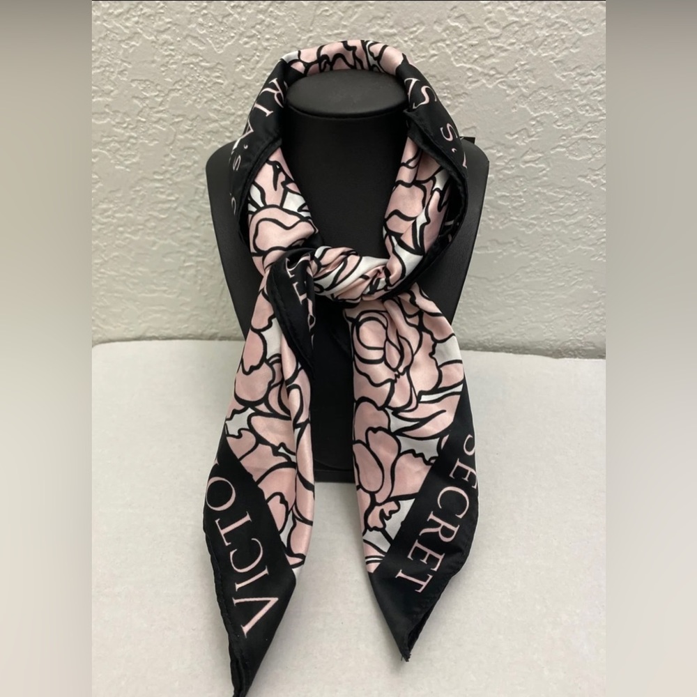Victoria's Secret Bombshell Signature Scarf Silk Satin Scarf Pink Black NEW